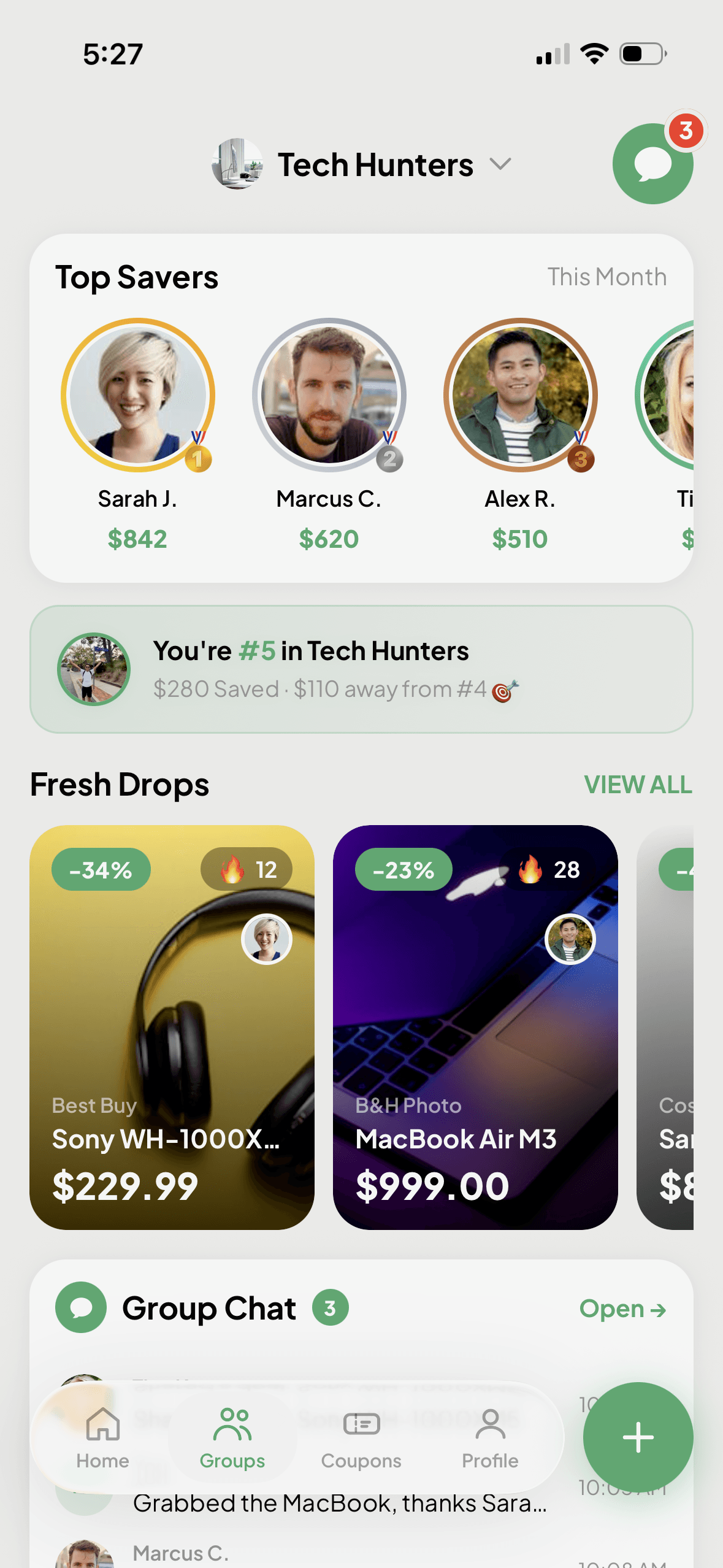 Discover deals in your Groups